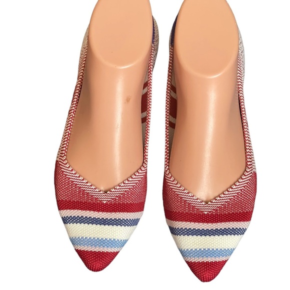 Rothy's 7 Varsity Stripe Red Points Rare Unicorn Flat Shoes BNIB - Picture 9 of 15